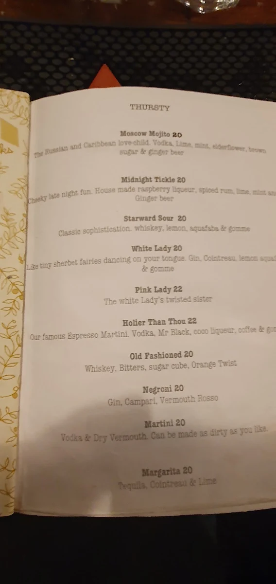 Menu, The Temperance Society