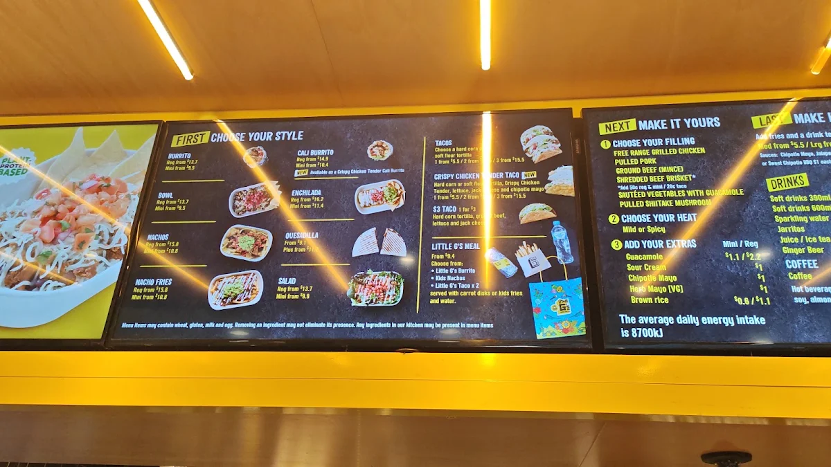 Menu, Guzman y Gomez - Griffith University