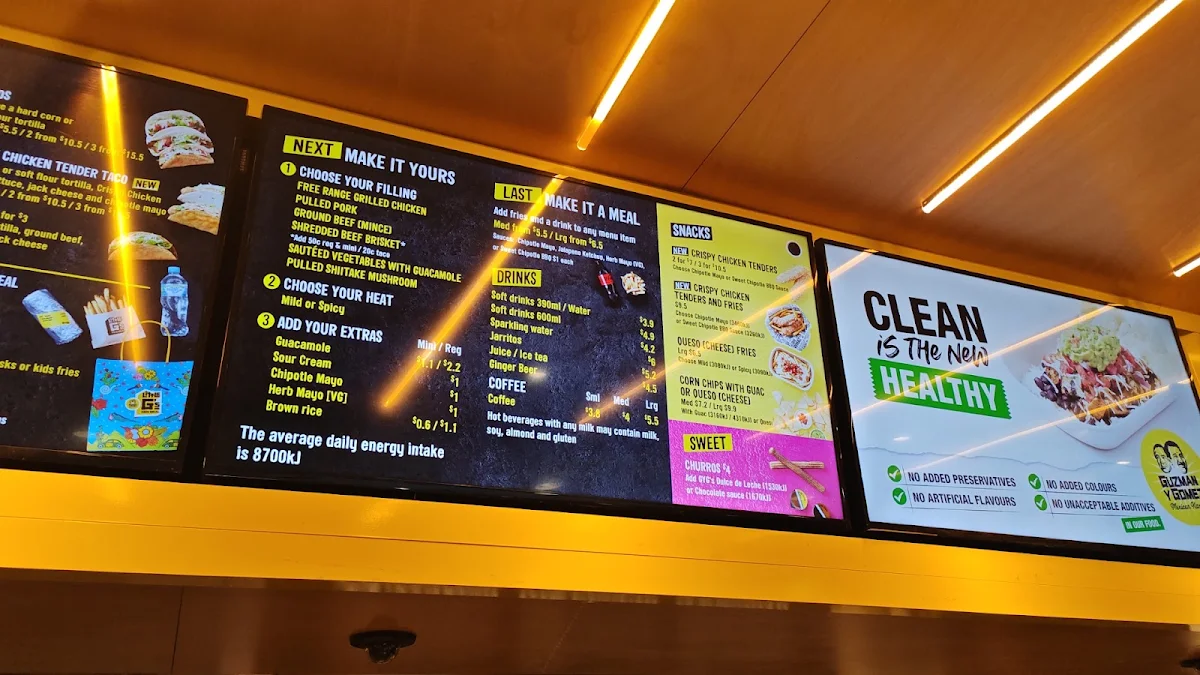 Menu, Guzman y Gomez - Griffith University