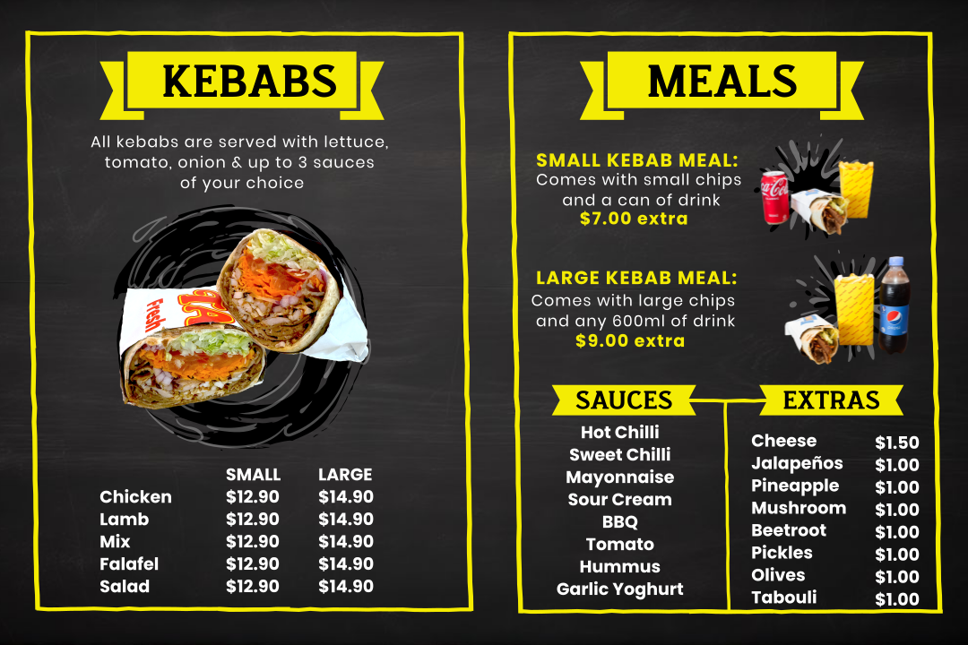Menu, Kebab Star