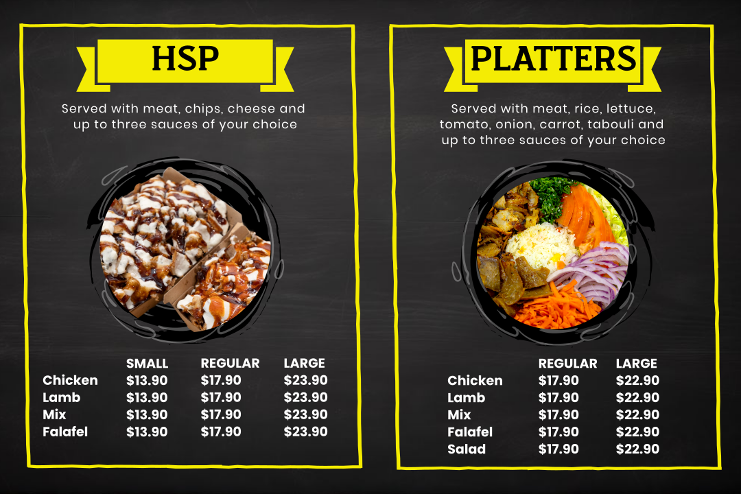 Menu, Kebab Star