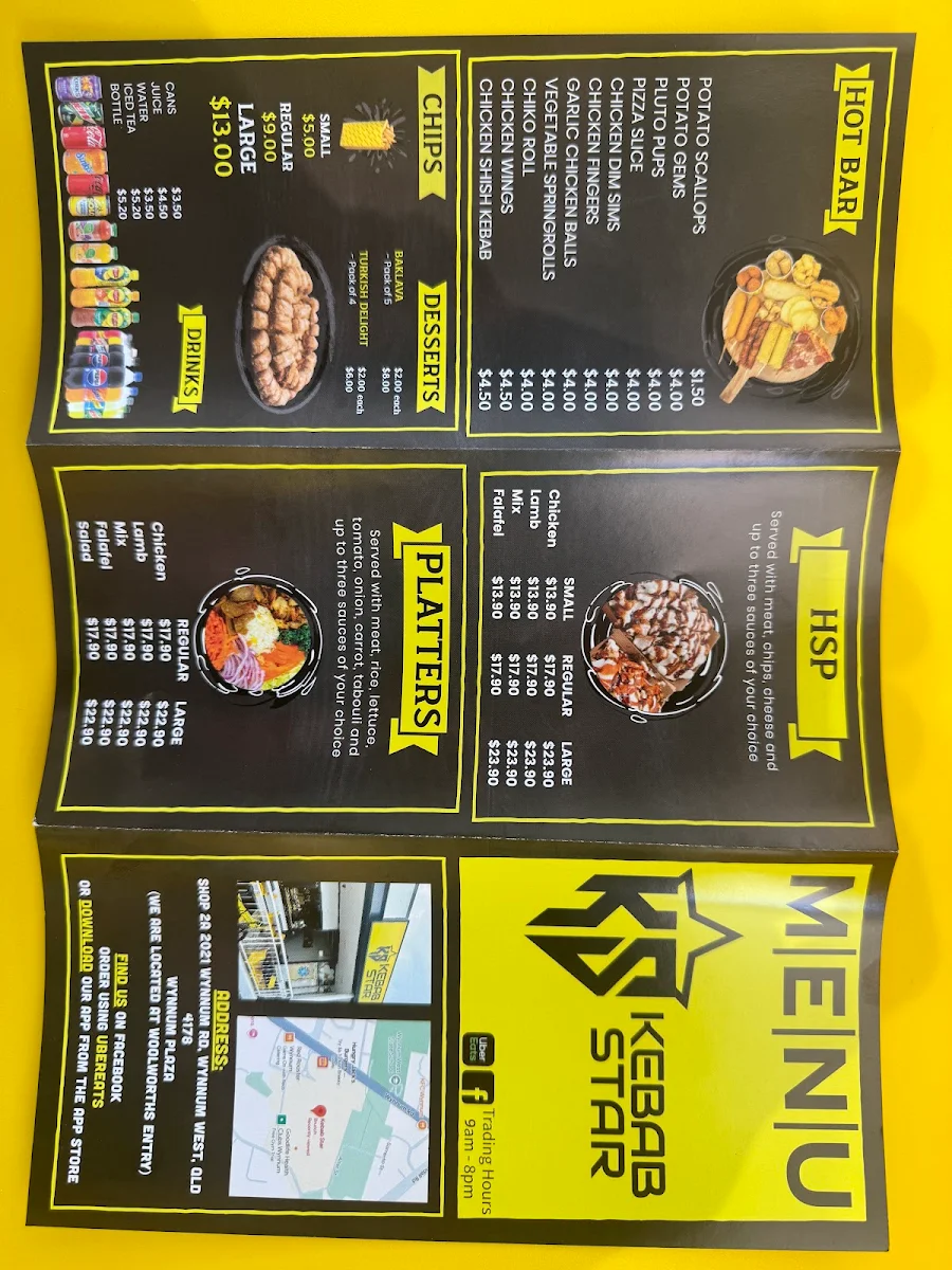 Menu, Kebab Star