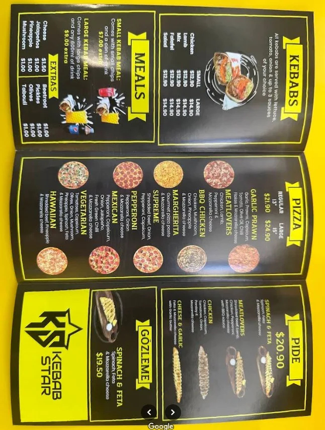 Menu, Kebab Star