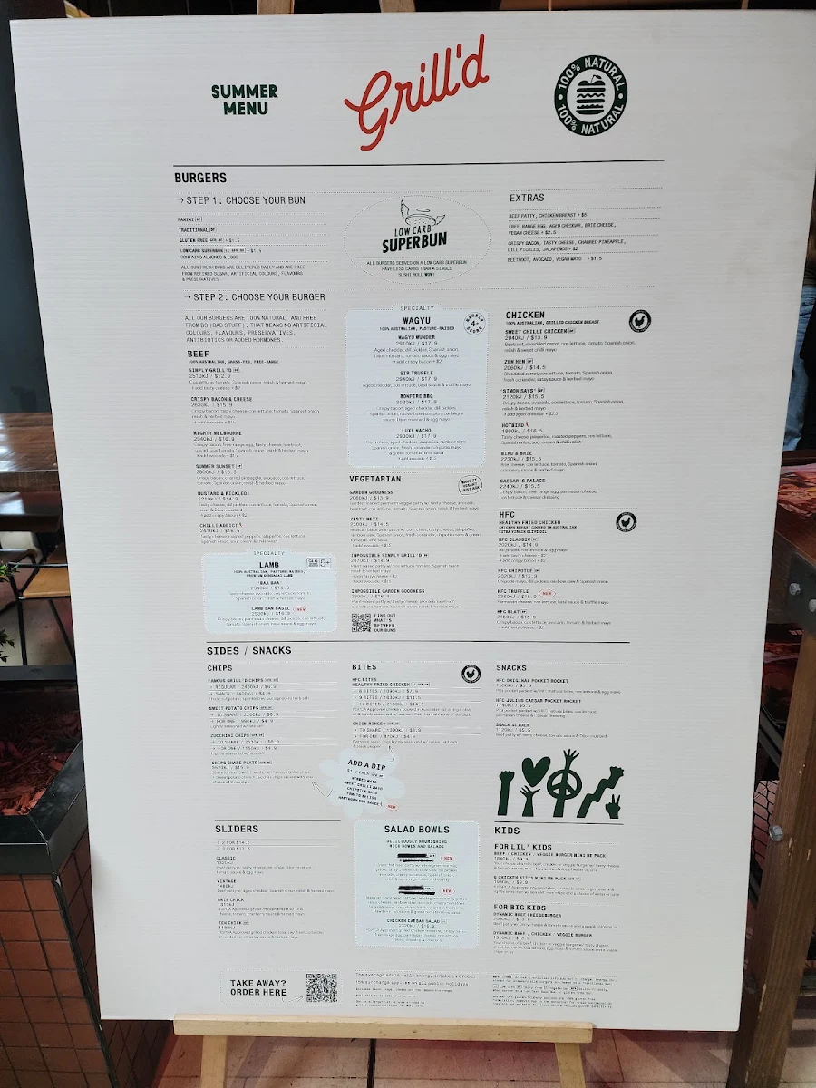Menu, Grill'd Burgers - Eastland