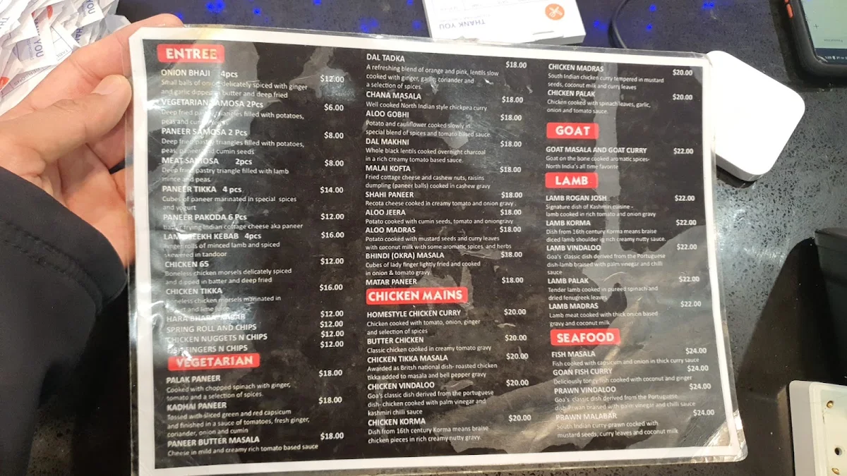Menu, Om Sweet & Curry House