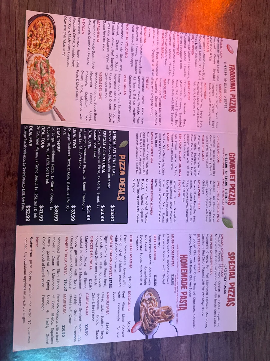 Menu, Famous Pizza Geelong
