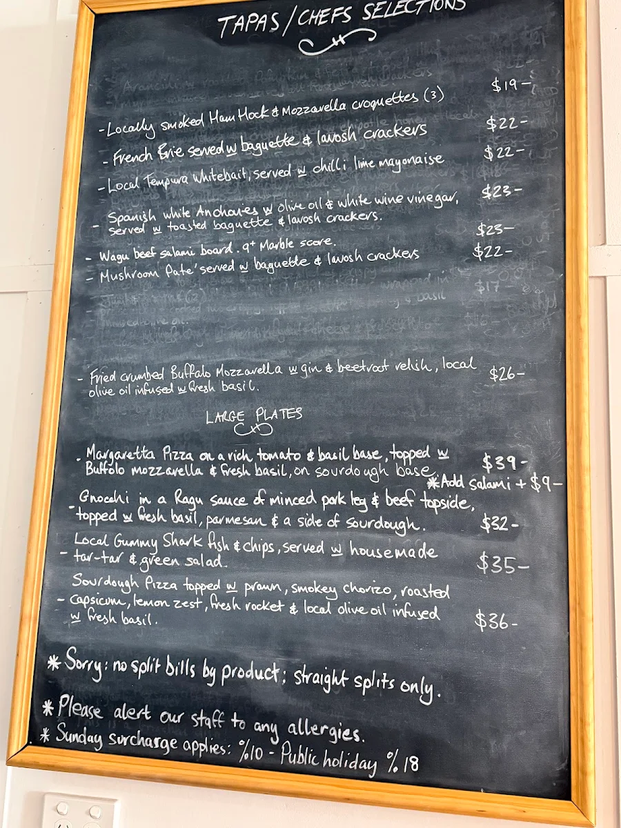 Menu, Boatshed Food & Wine