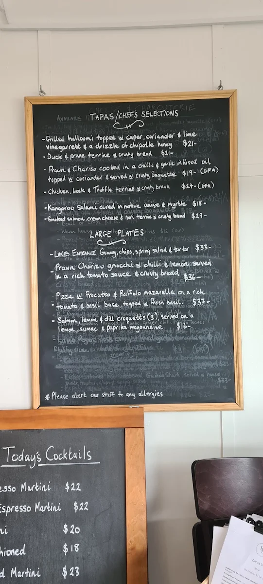 Menu, Boatshed Food & Wine