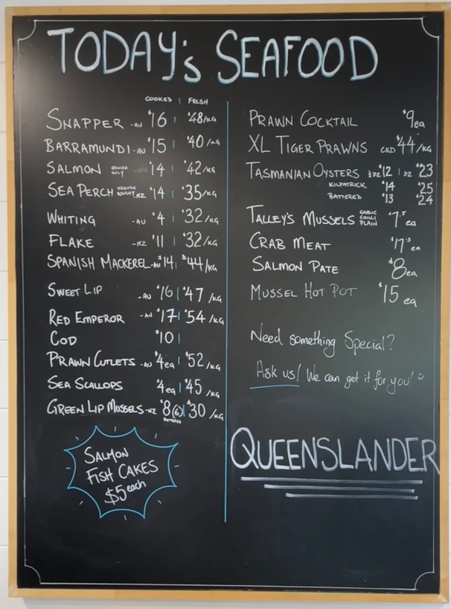 Menu, Everton Plaza Seafoods