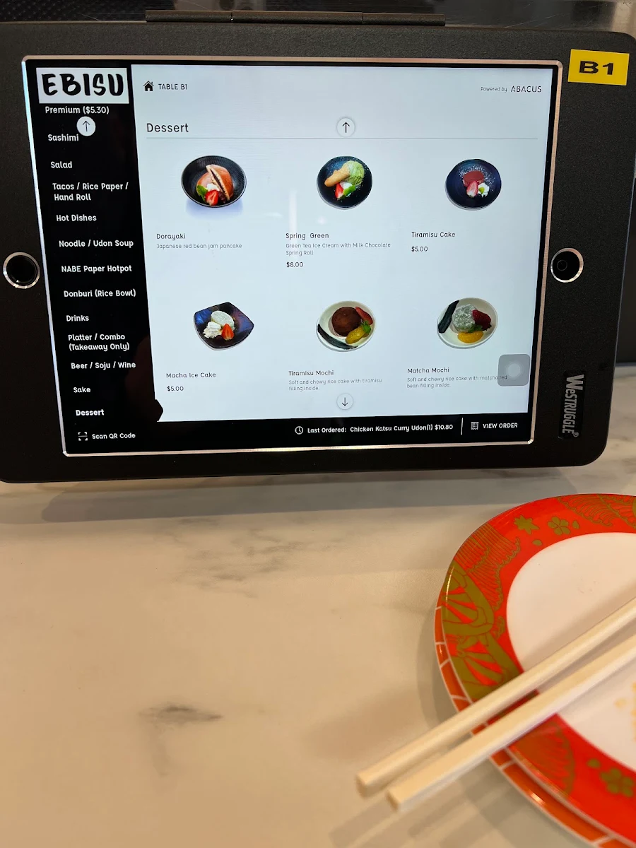 Menu, Ebisu Sushi Glenelg
