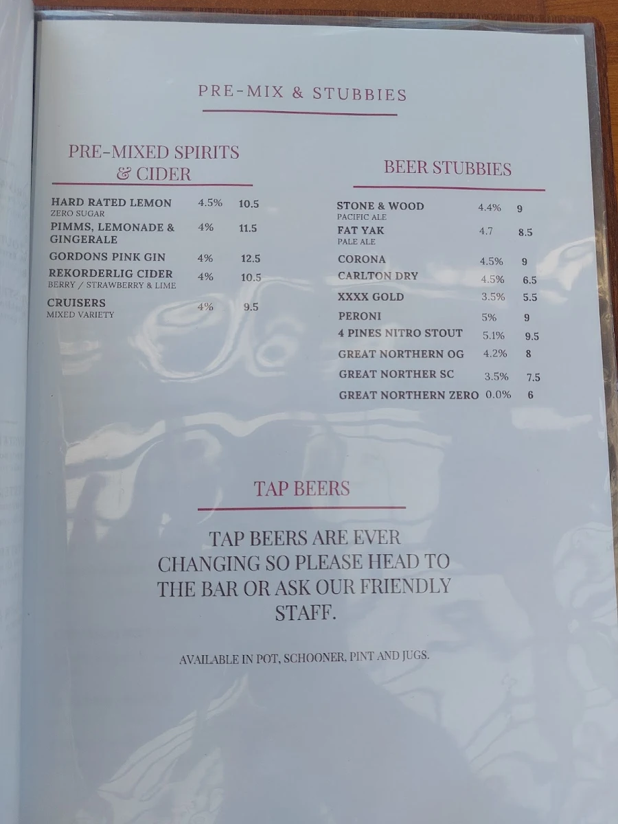 Menu, Malthouse Restaurant & Bar