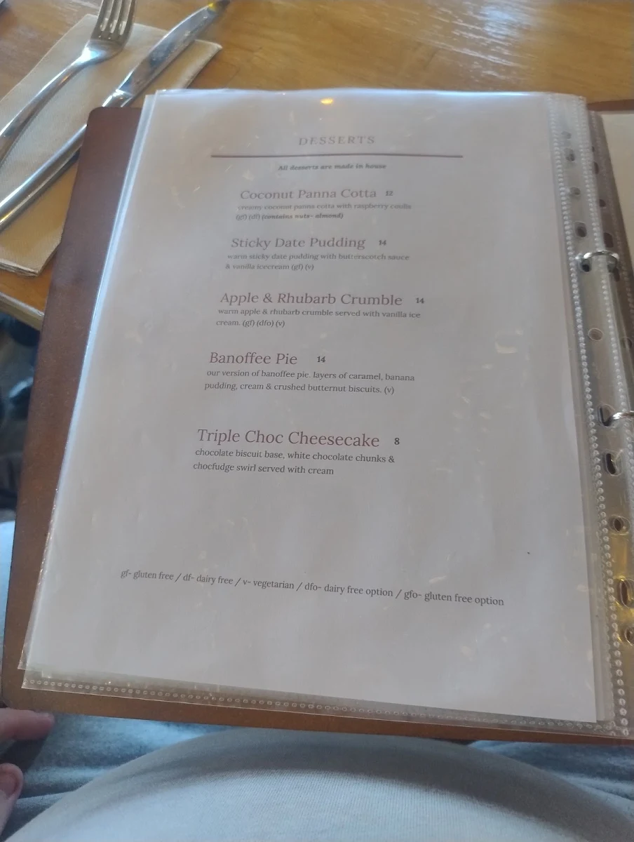 Menu, Malthouse Restaurant & Bar