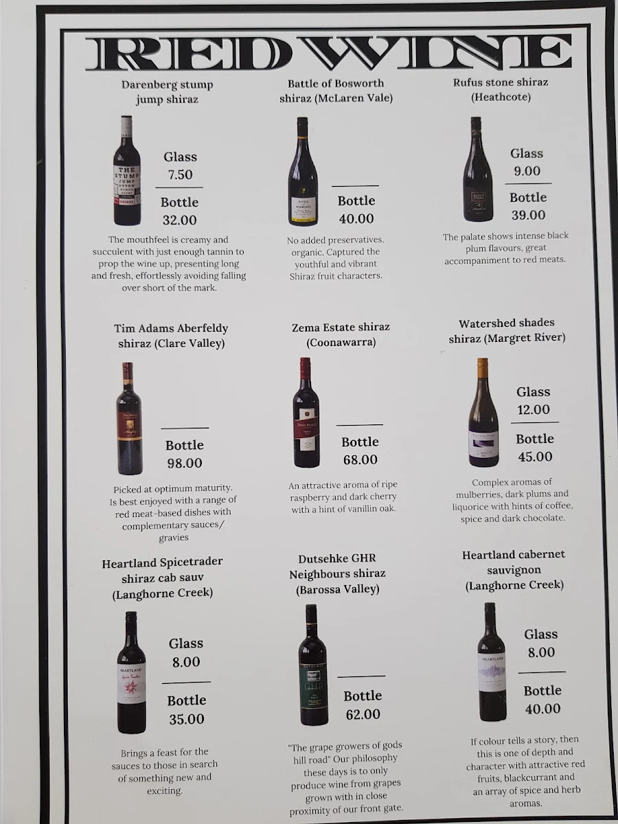 Menu, Malthouse Restaurant & Bar