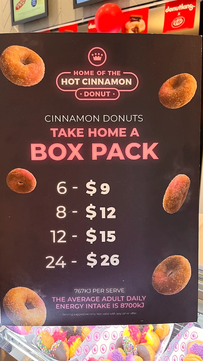 Menu, Donut King Carindale Westfield