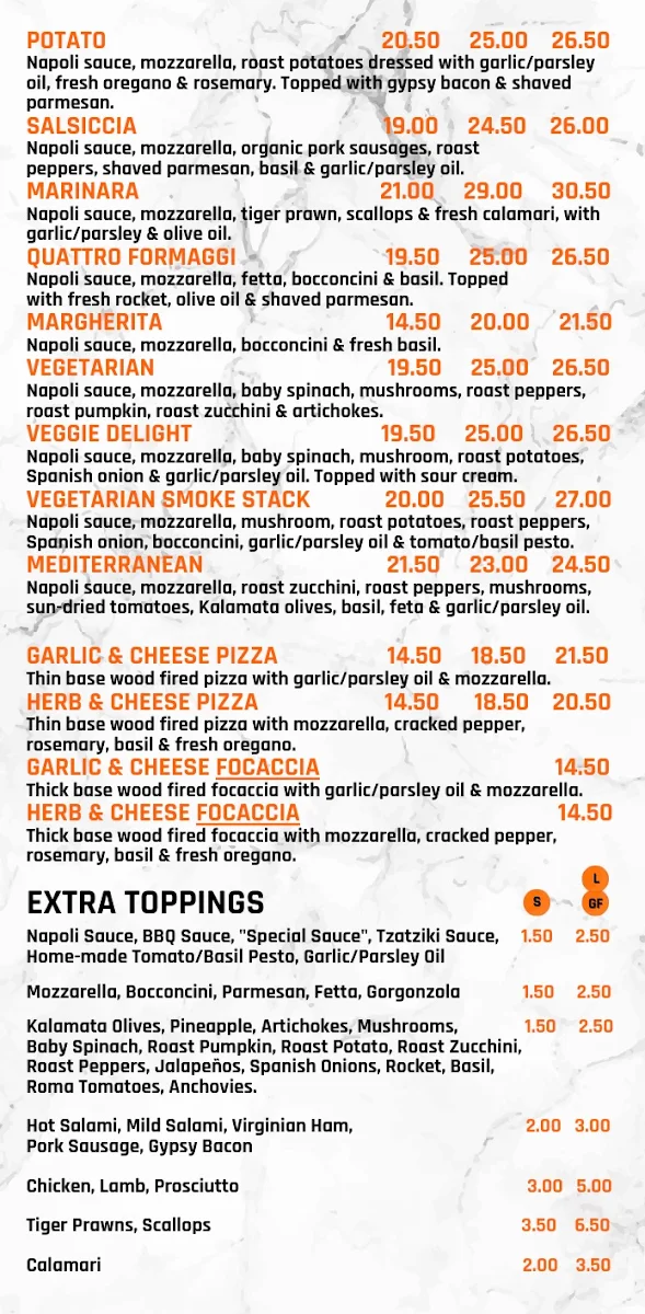 Menu, Mr Smoke Stack