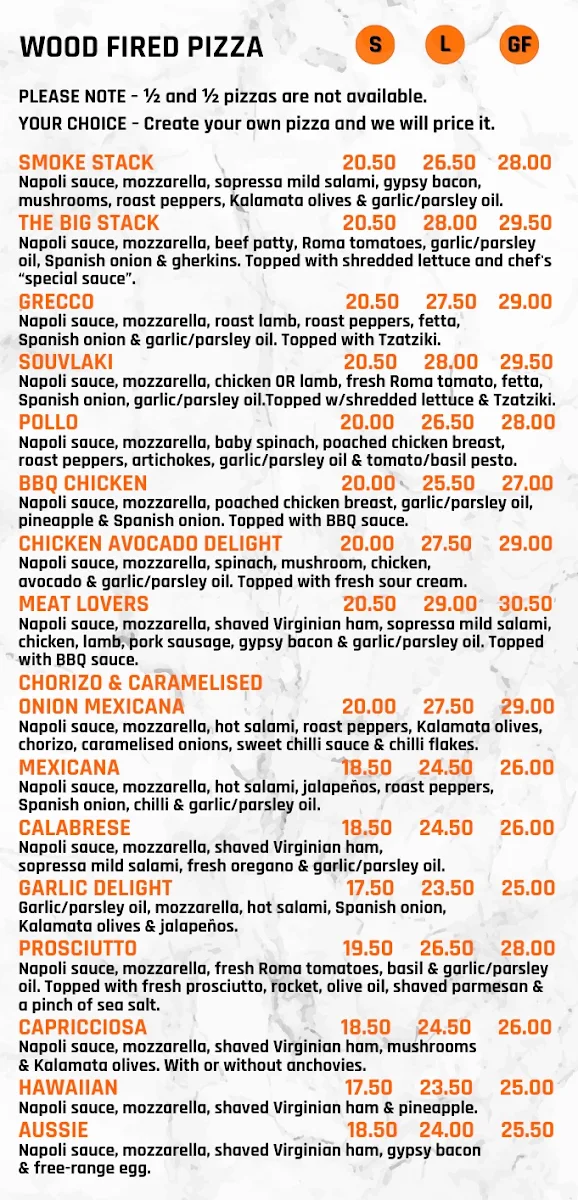 Menu, Mr Smoke Stack