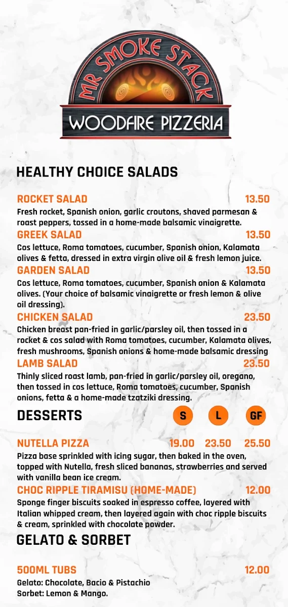 Menu, Mr Smoke Stack