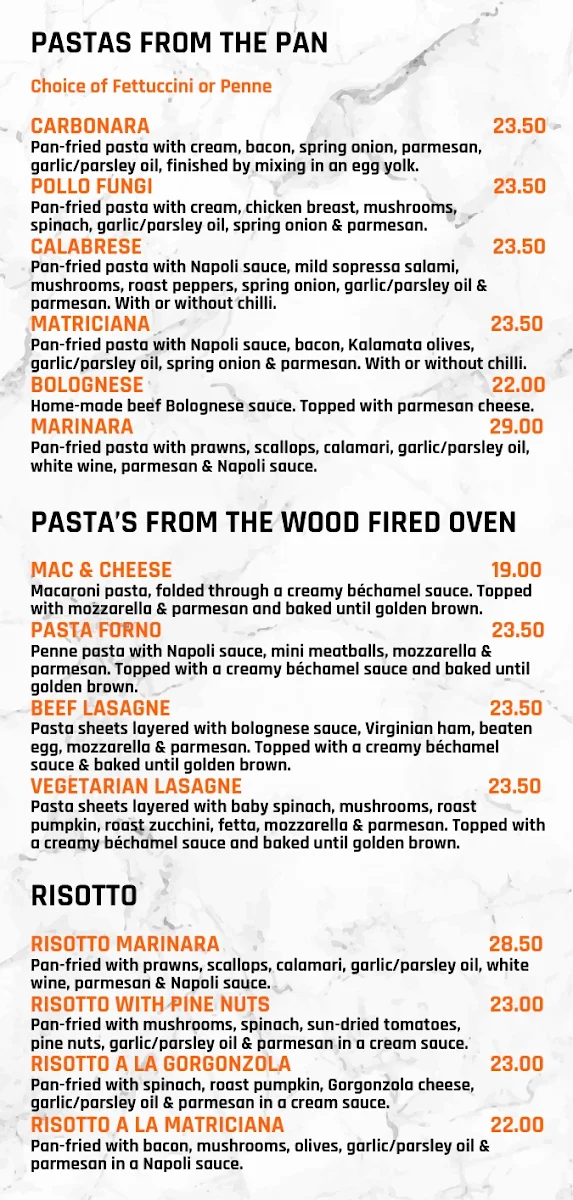 Menu, Mr Smoke Stack