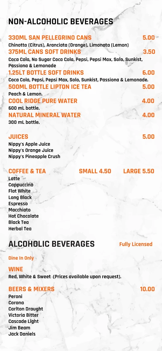 Menu, Mr Smoke Stack