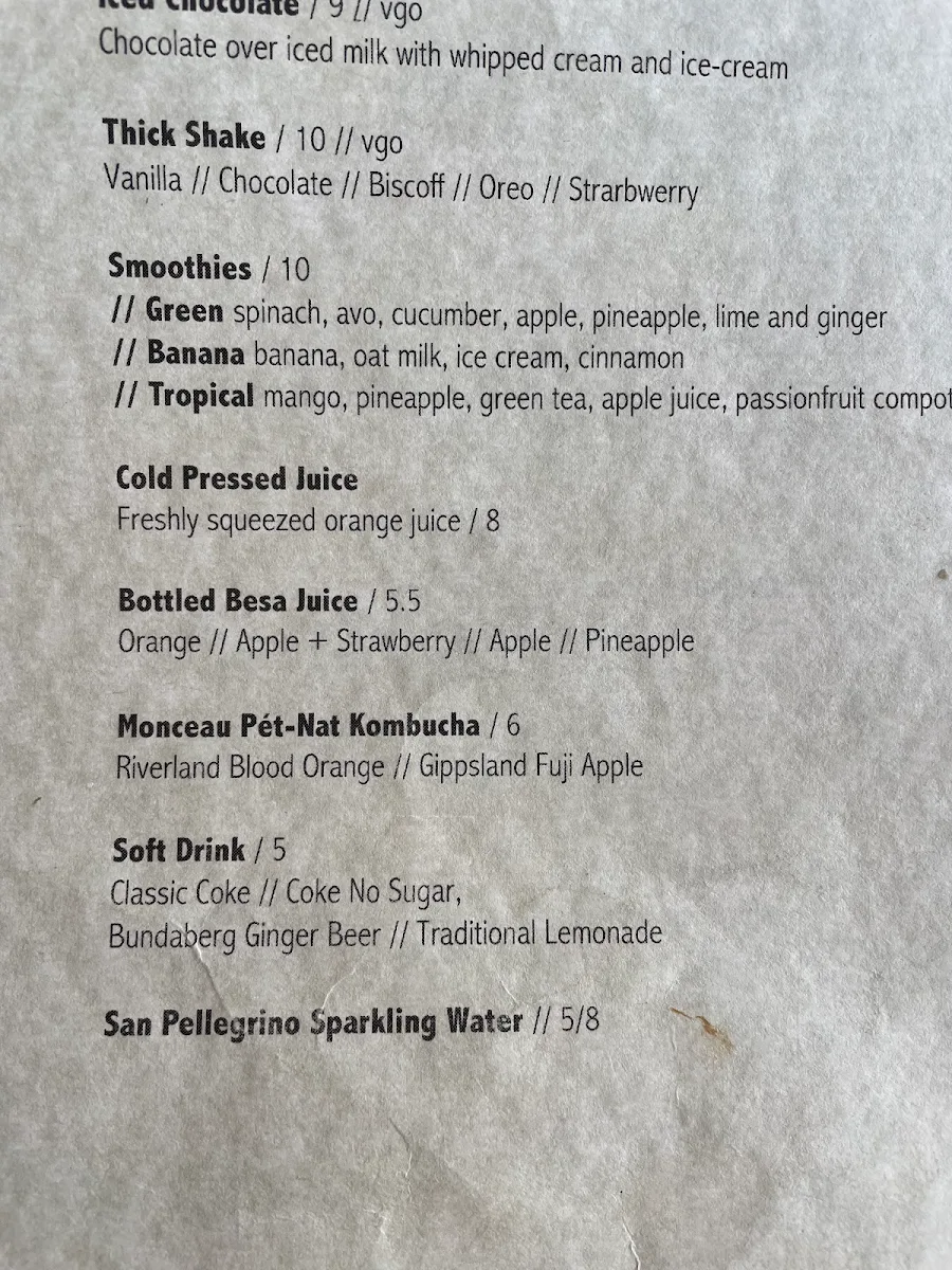 Menu, Daisy Coffee Shop