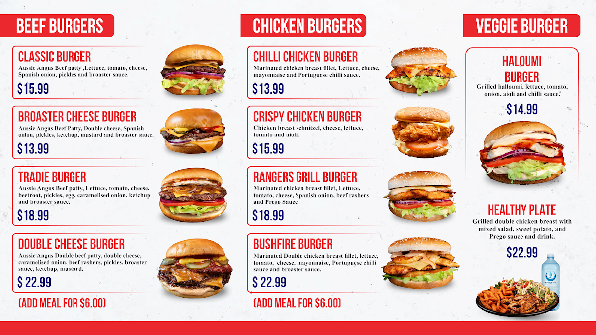Menu, Broaster Chicken Bass Hill