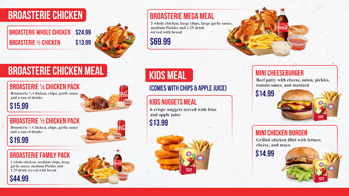 Menu, Broaster Chicken Bass Hill