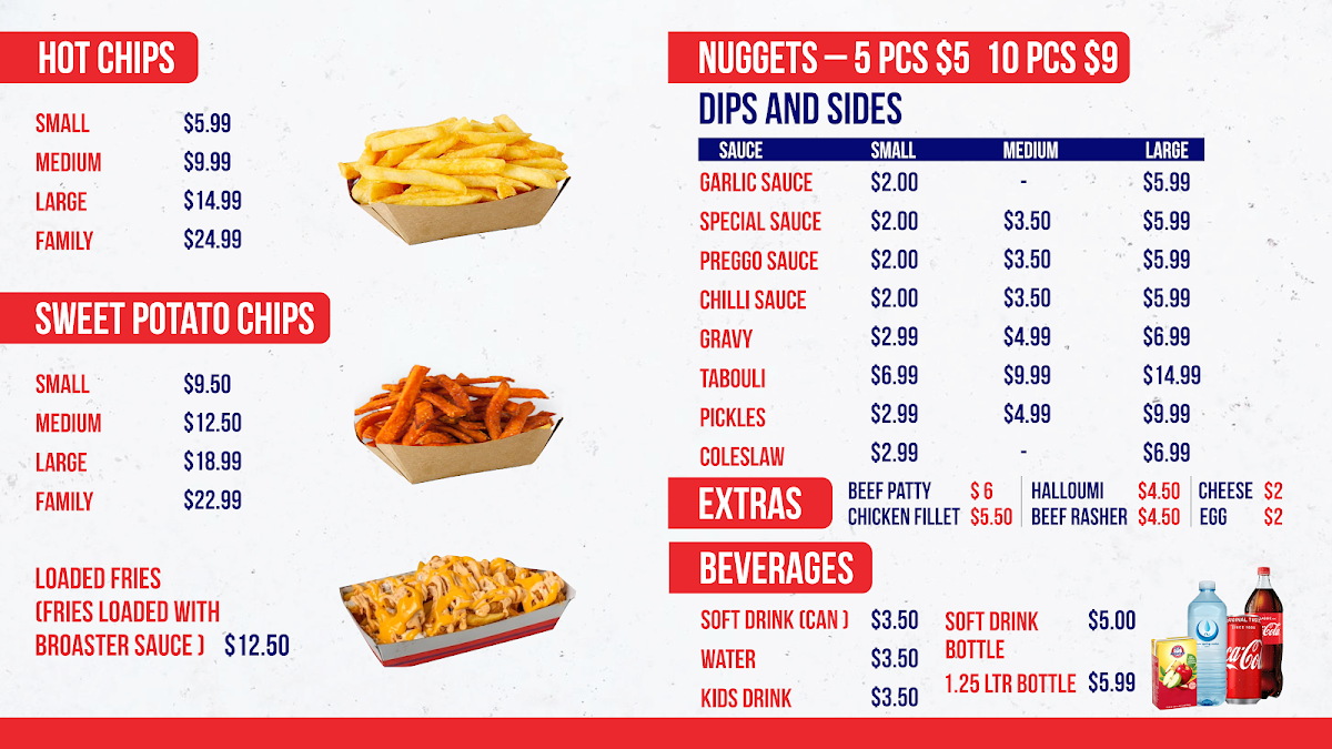 Menu, Broaster Chicken Bass Hill