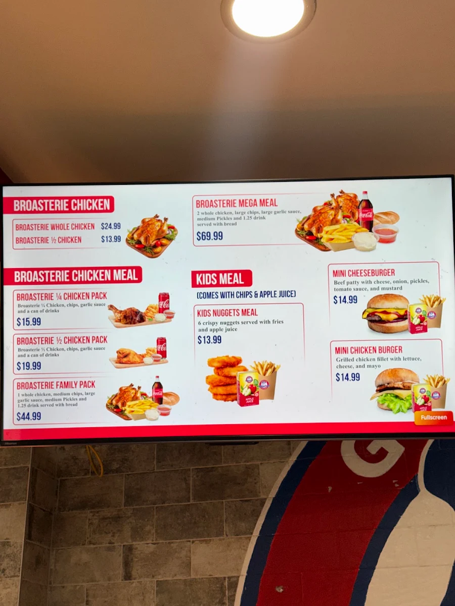Menu, Broaster Chicken Bass Hill
