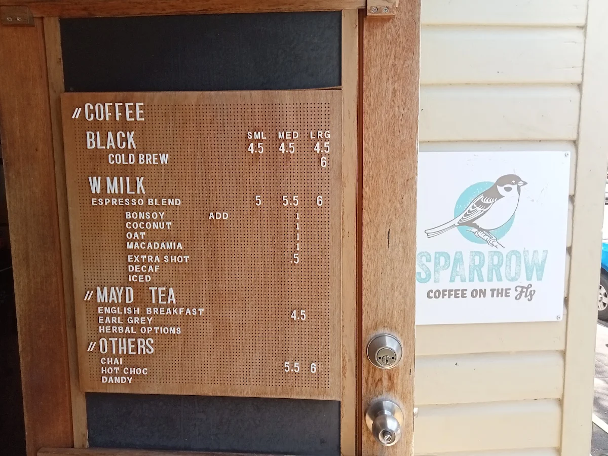 Menu, Sparrow Coffee - Bangalow