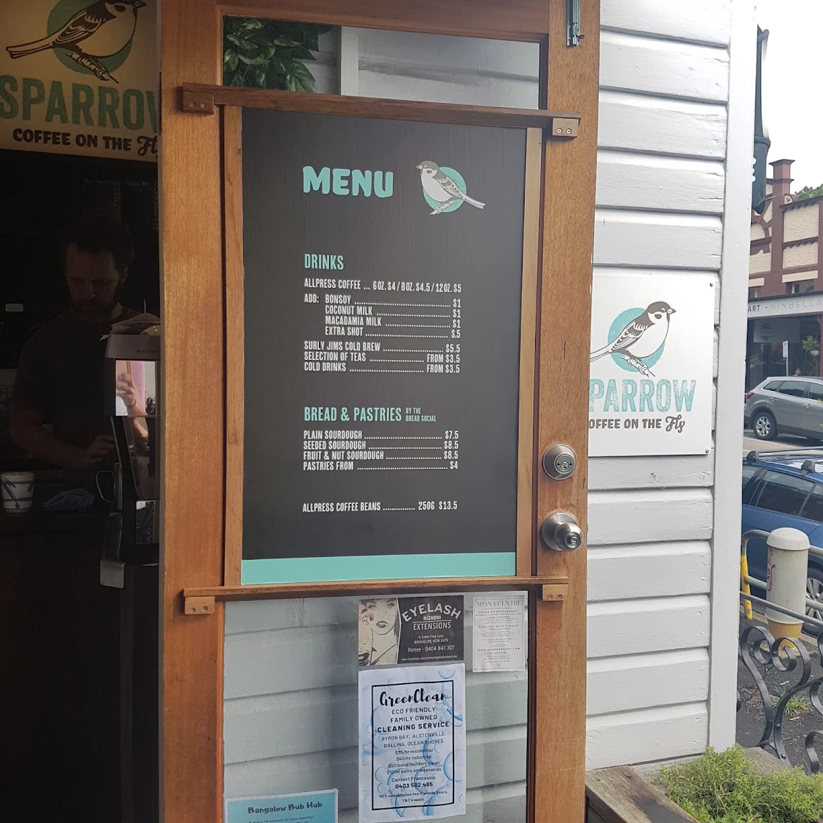 Menu, Sparrow Coffee - Bangalow
