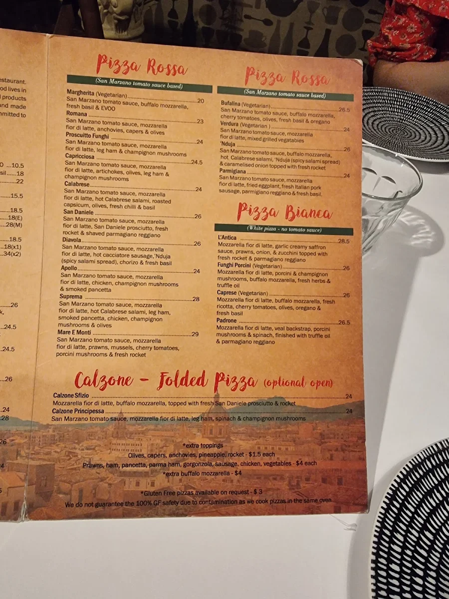 Menu, L'Antica Trattoria