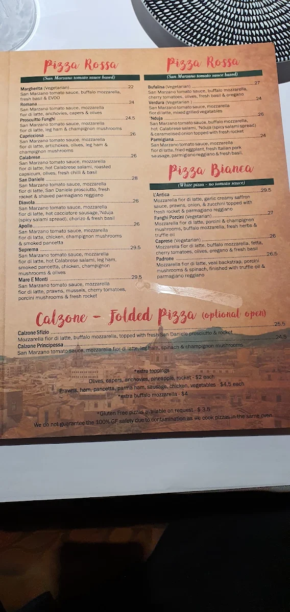 Menu, L'Antica Trattoria