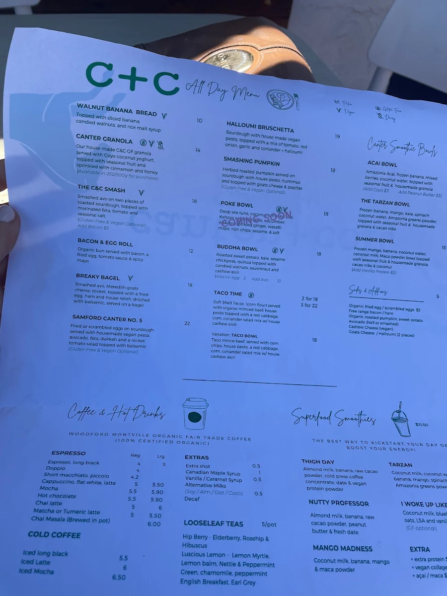 Menu, Canter & Colt