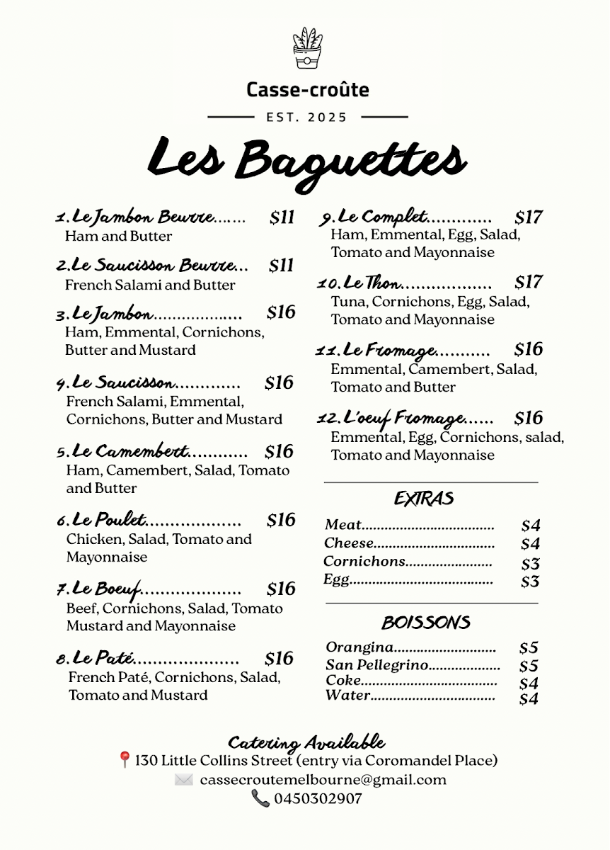 Menu, Casse-croûte