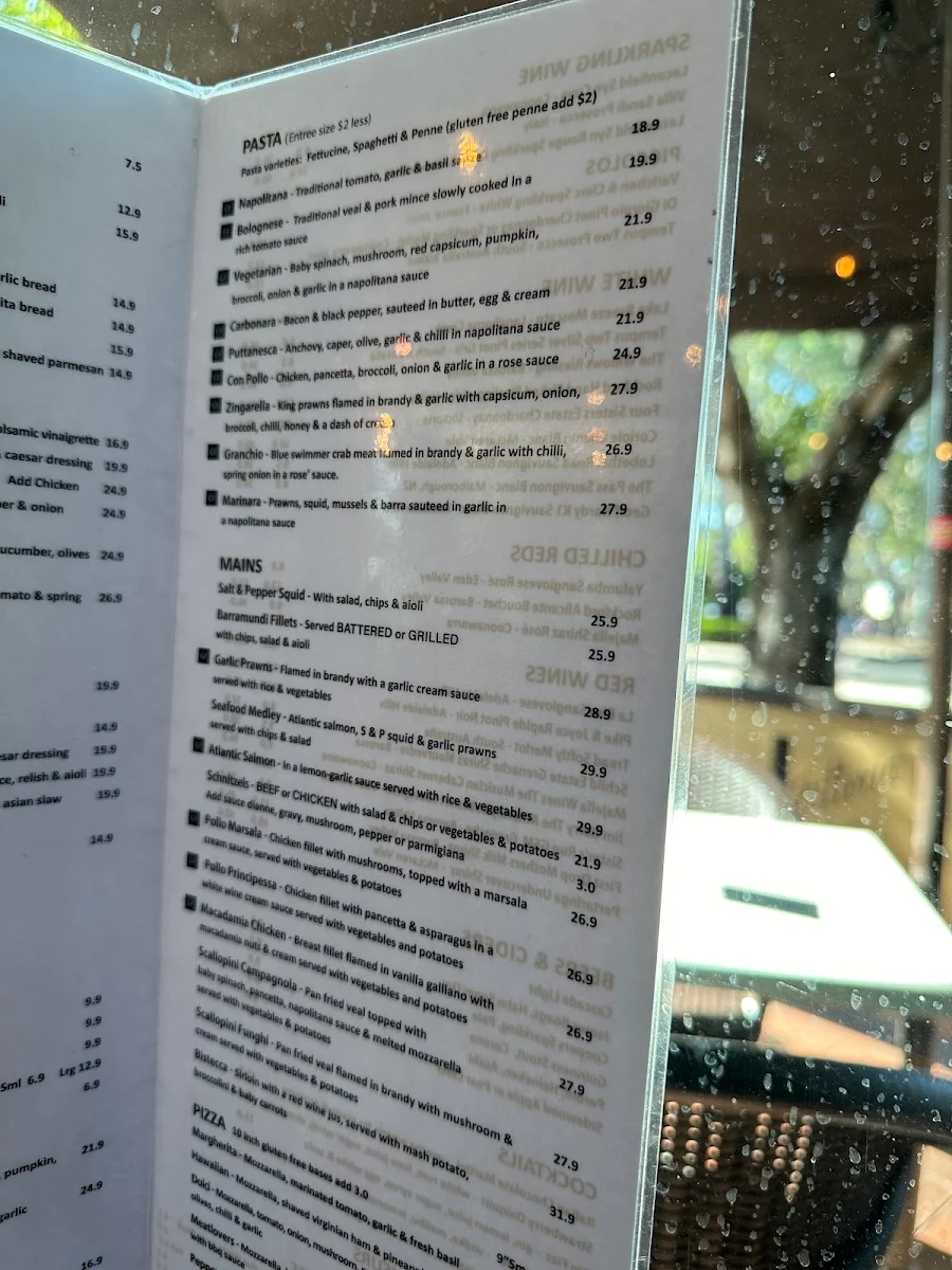 Menu, Dolci Cafe