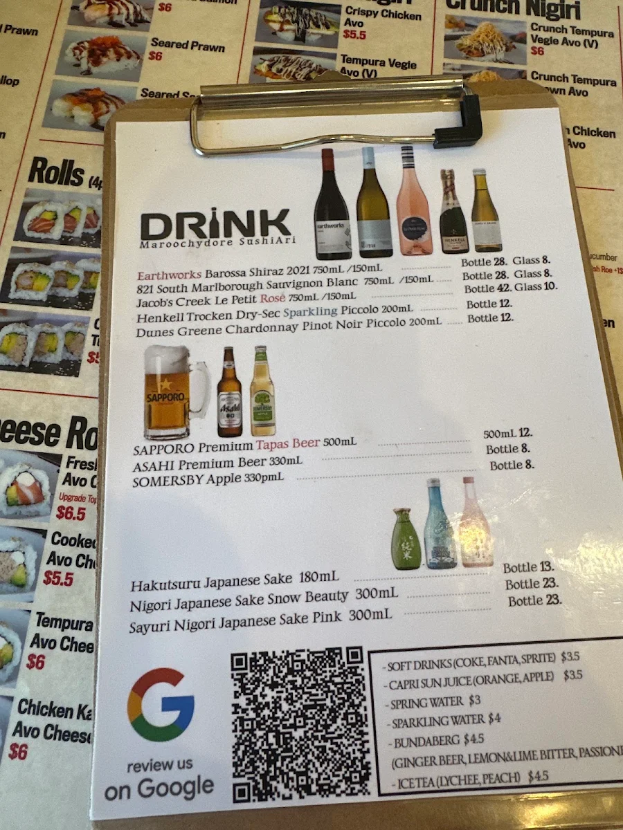 Menu, Sushi Ari Maroochydore