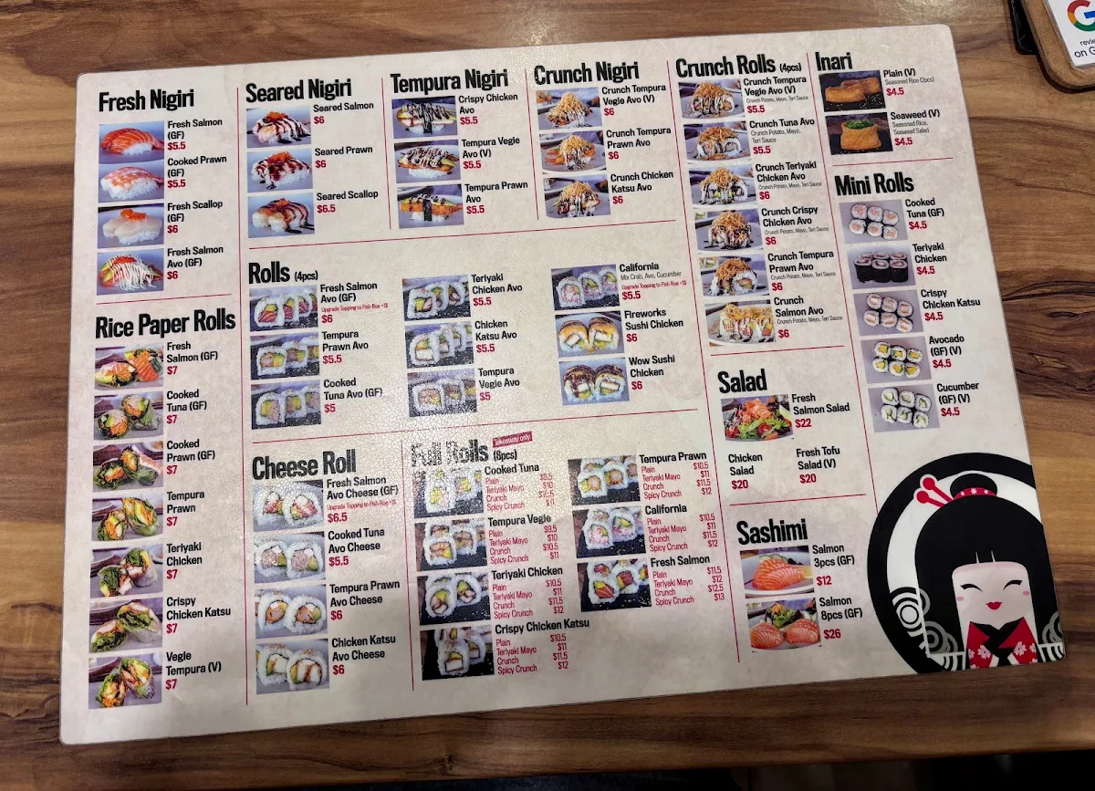 Menu, Sushi Ari Maroochydore