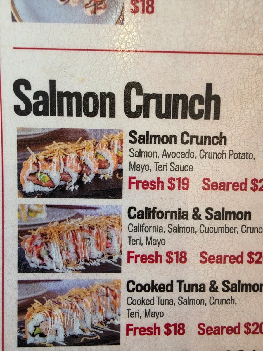 Menu, Sushi Ari Maroochydore
