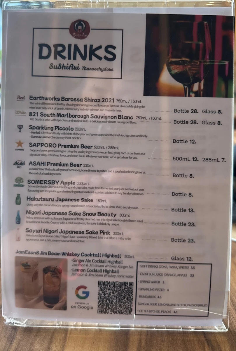 Menu, Sushi Ari Maroochydore