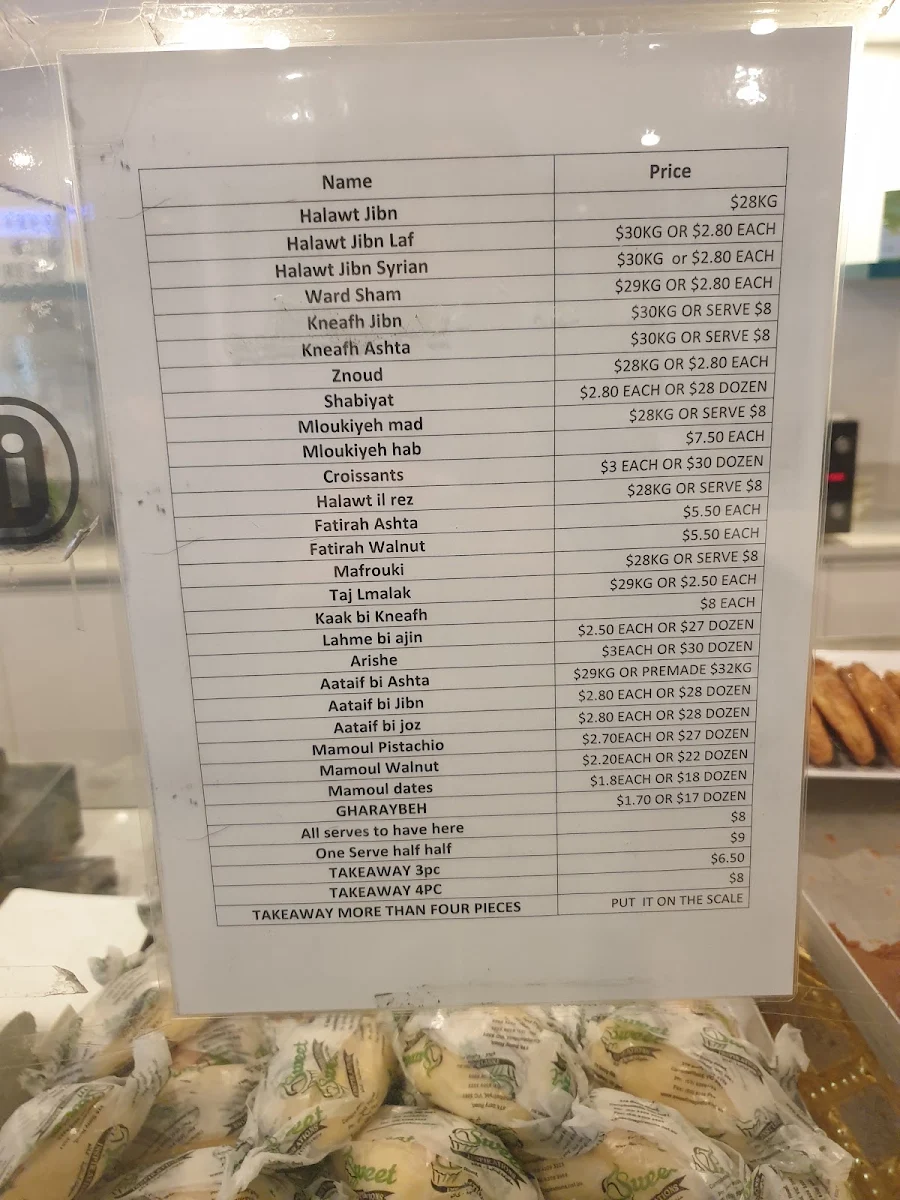 Menu, Sweet Inspirations