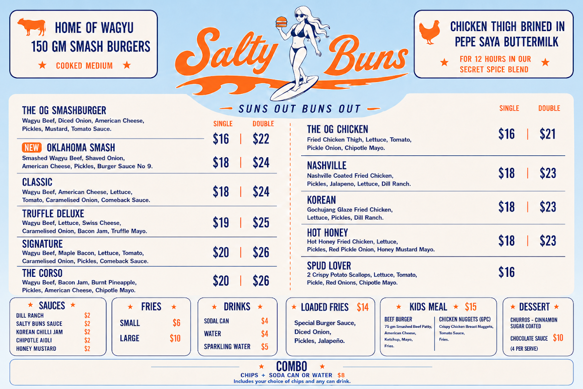Menu, SALTY BUNS