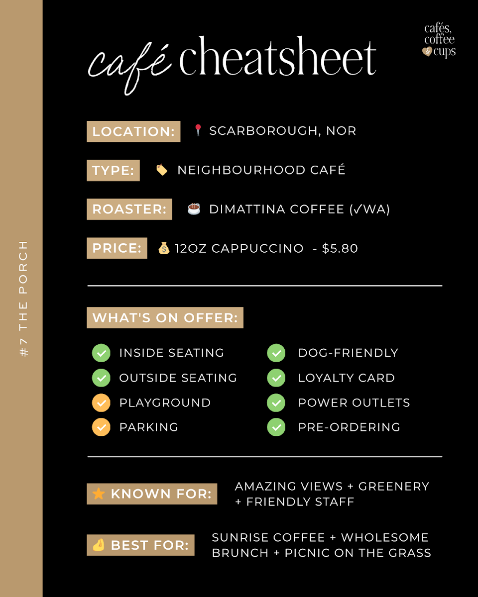 Menu, The Porch Cafe