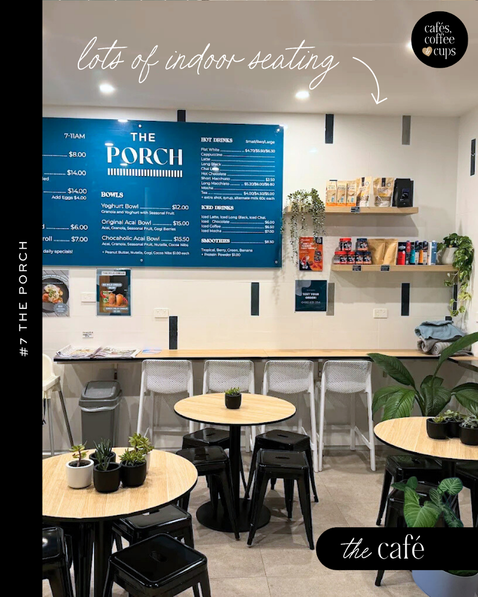 Menu, The Porch Cafe