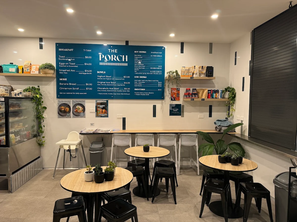 Menu, The Porch Cafe