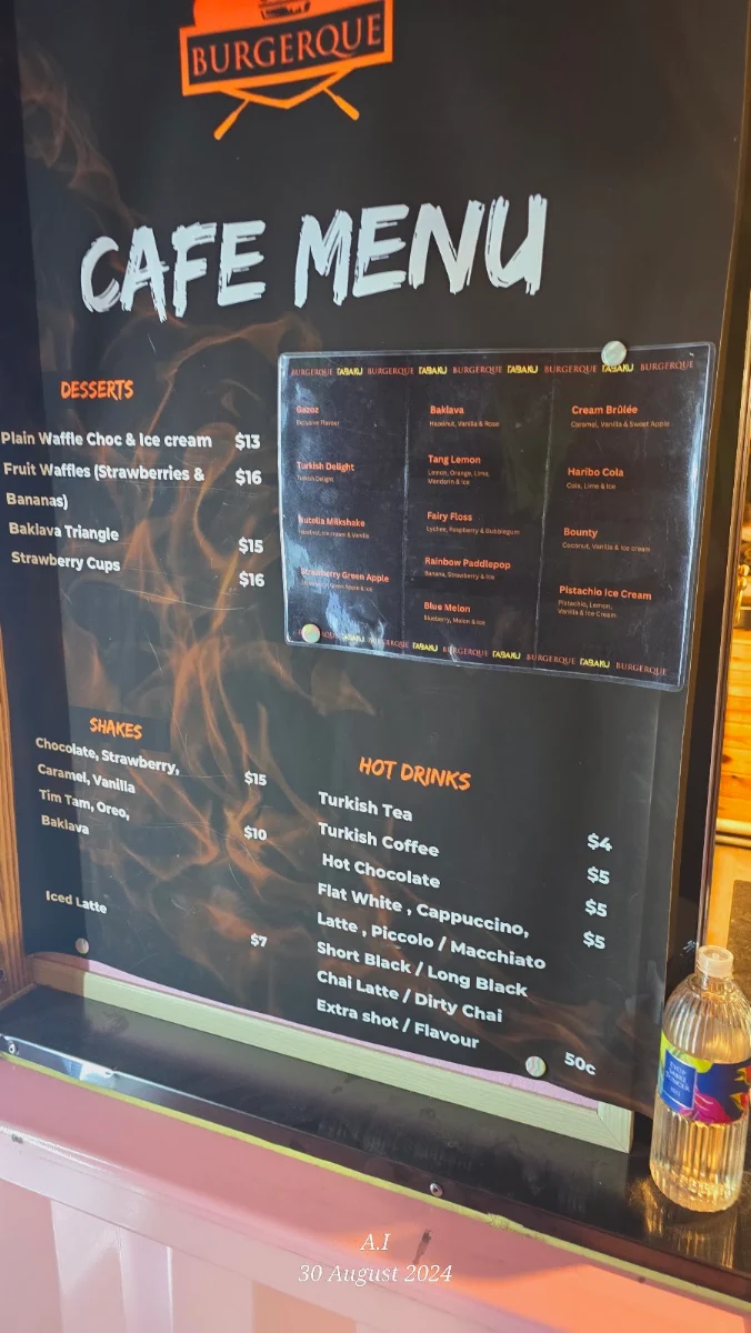 Menu, BurgerQue Minchinbury