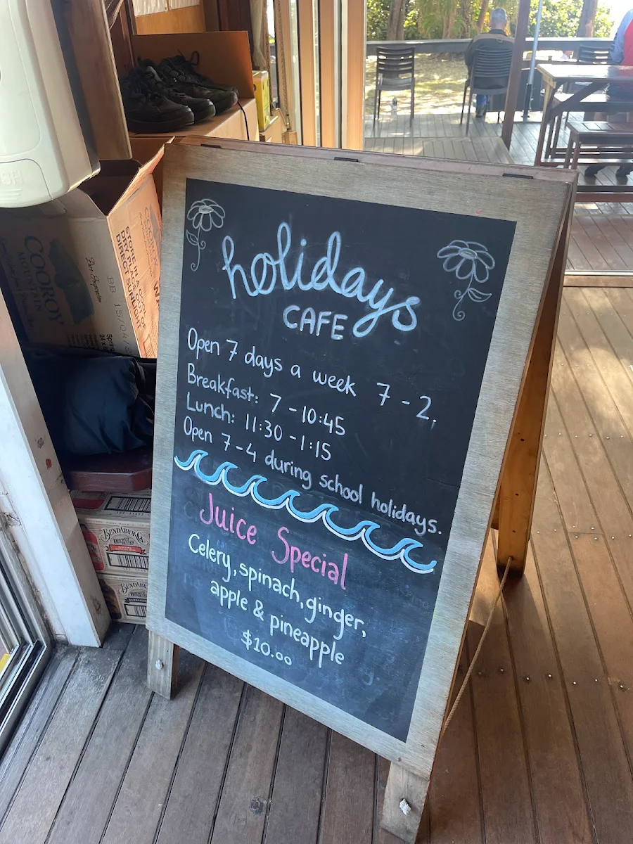 Menu, Holidays Cafe