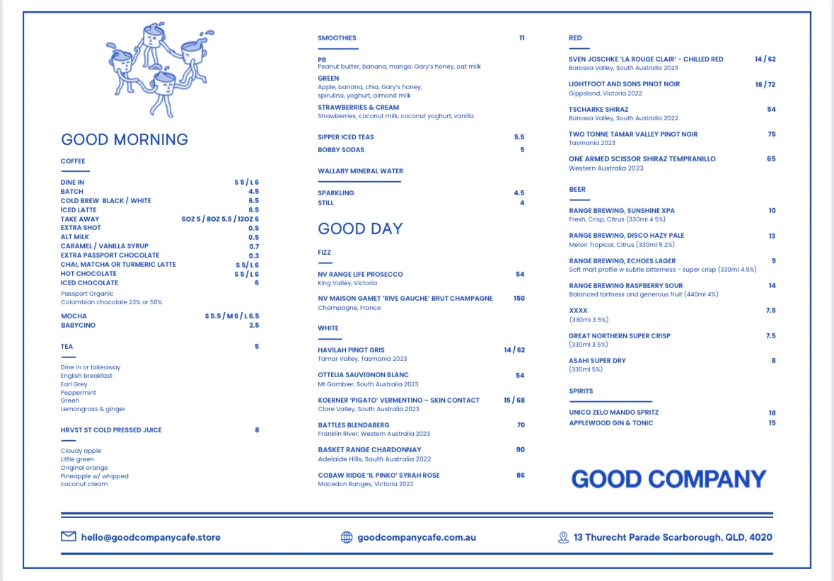 Menu, Good Company