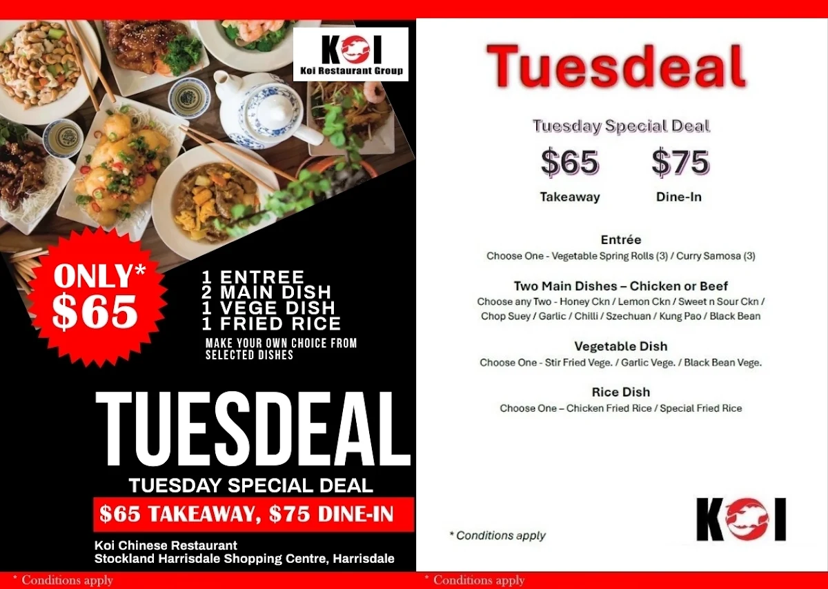 Menu, Koi Chinese Harrisdale