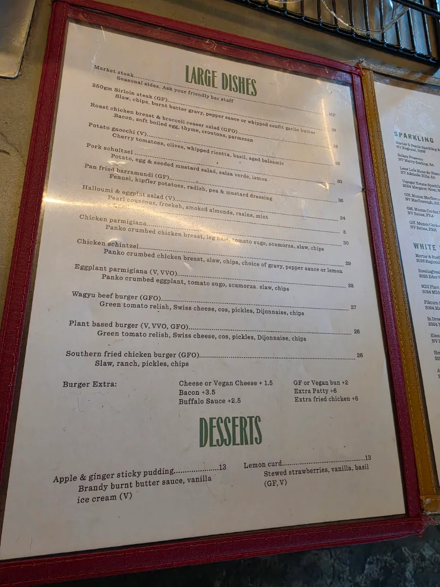 Menu, The National Hotel
