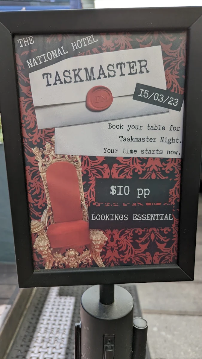 Menu, The National Hotel